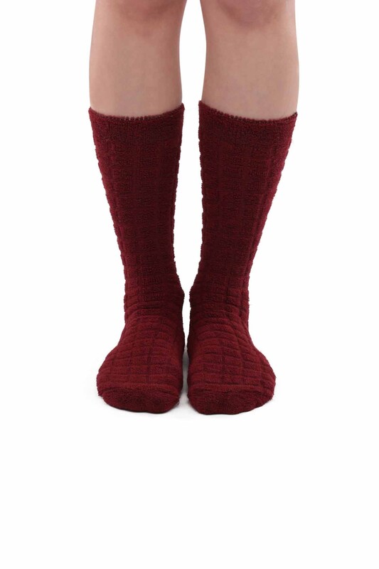 Kadın Ters Havlu Çorap 212 | Bordo - Thumbnail