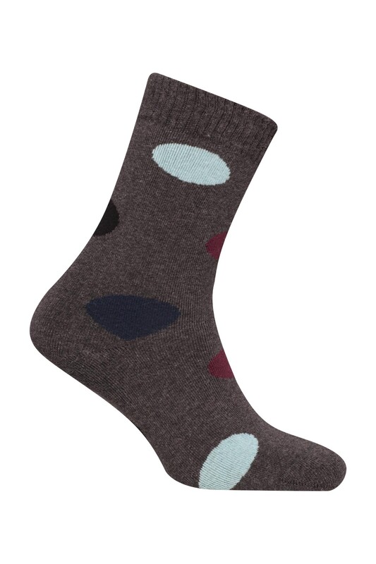 Desenli Kadın Havlu Soket Çorap 70100 | Antrasit - Thumbnail