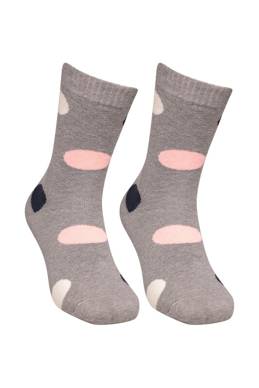 CAKS SOCKS - Desenli Kadın Havlu Soket Çorap 70100 | Gri