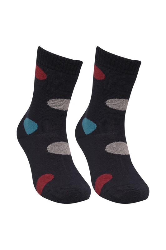 CAKS SOCKS - Desenli Kadın Havlu Soket Çorap 70100 | Lacivert