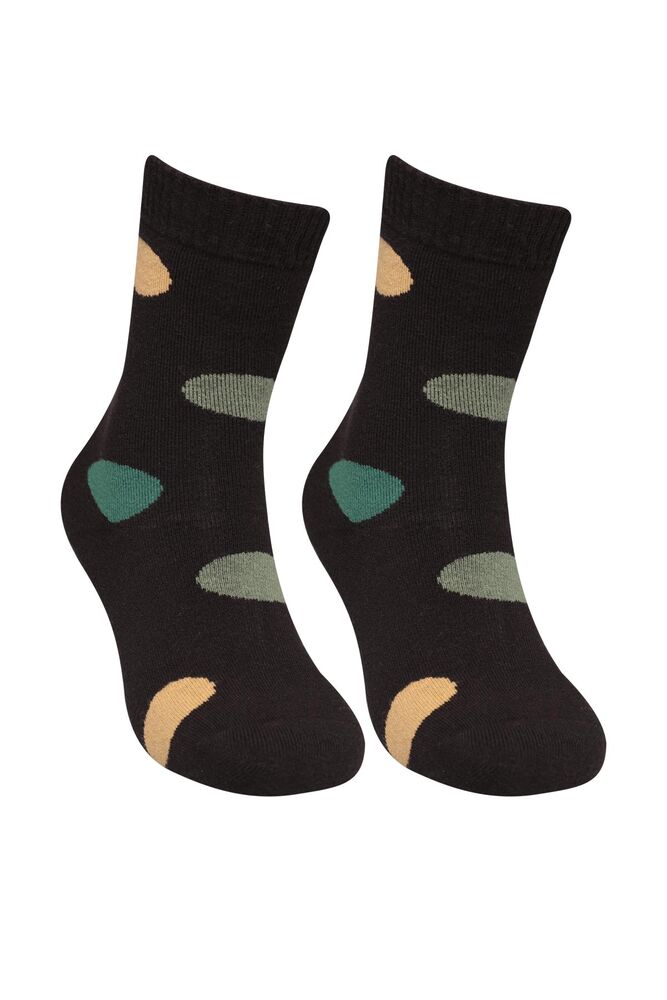 Desenli Kadın Havlu Soket Çorap 70100 | Siyah
