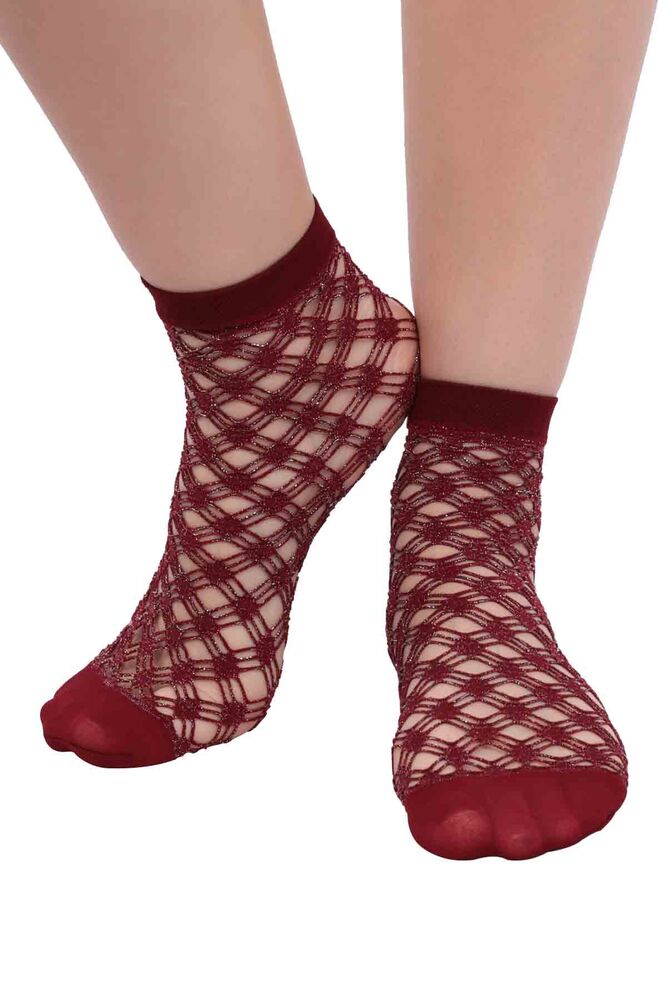 Desimo Simli File Kadın Soket Çorap | Bordo