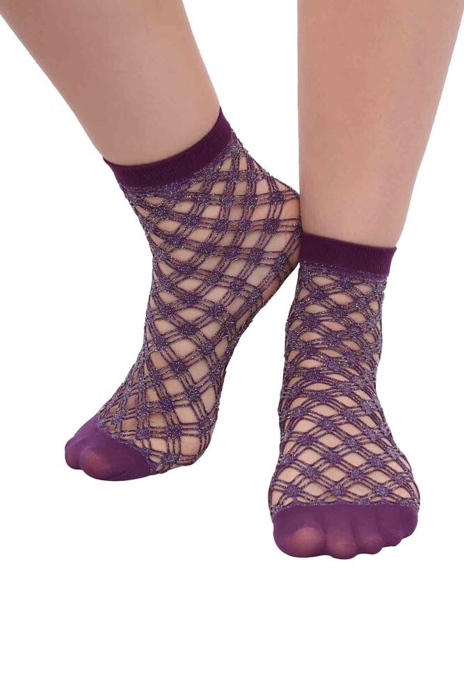 Desimo Simli File Kadın Soket Çorap | Mor