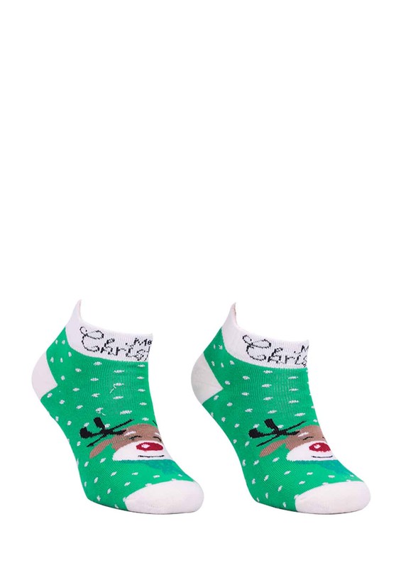 Dündar Geyikli Havlu Patik Çorap 009 | Yeşil - Thumbnail