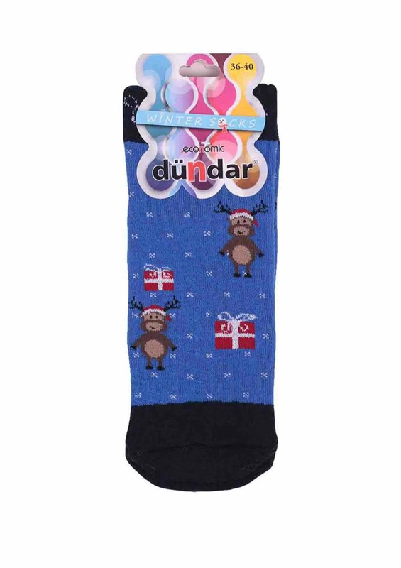 Dündar Geyikli Havlu Soket Çorap 009 | Mavi - Thumbnail