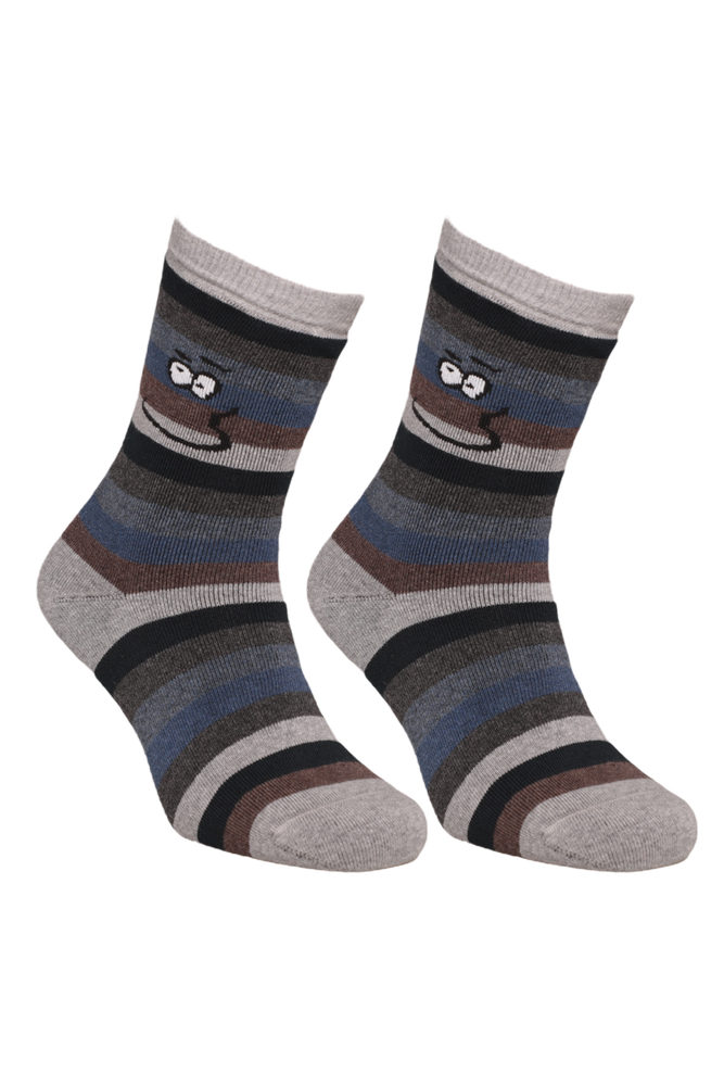 Çizgili Kadın Havlu Soket Çorap 8504-2 | İndigo