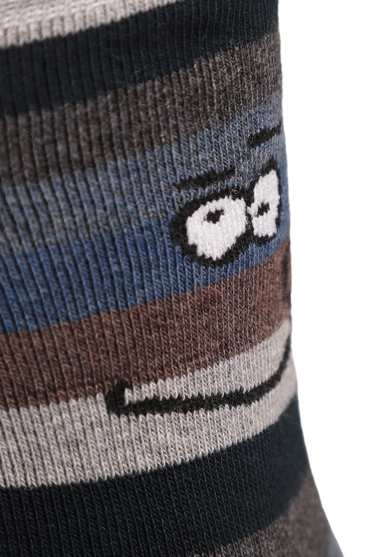 Çizgili Kadın Havlu Soket Çorap 8504-2 | İndigo - Thumbnail