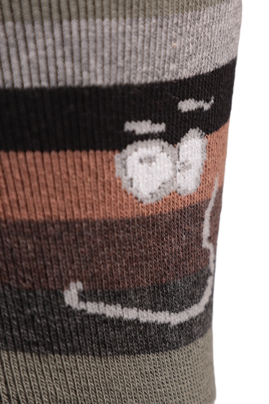 Çizgili Kadın Havlu Soket Çorap 8504-2 | Kahverengi - Thumbnail
