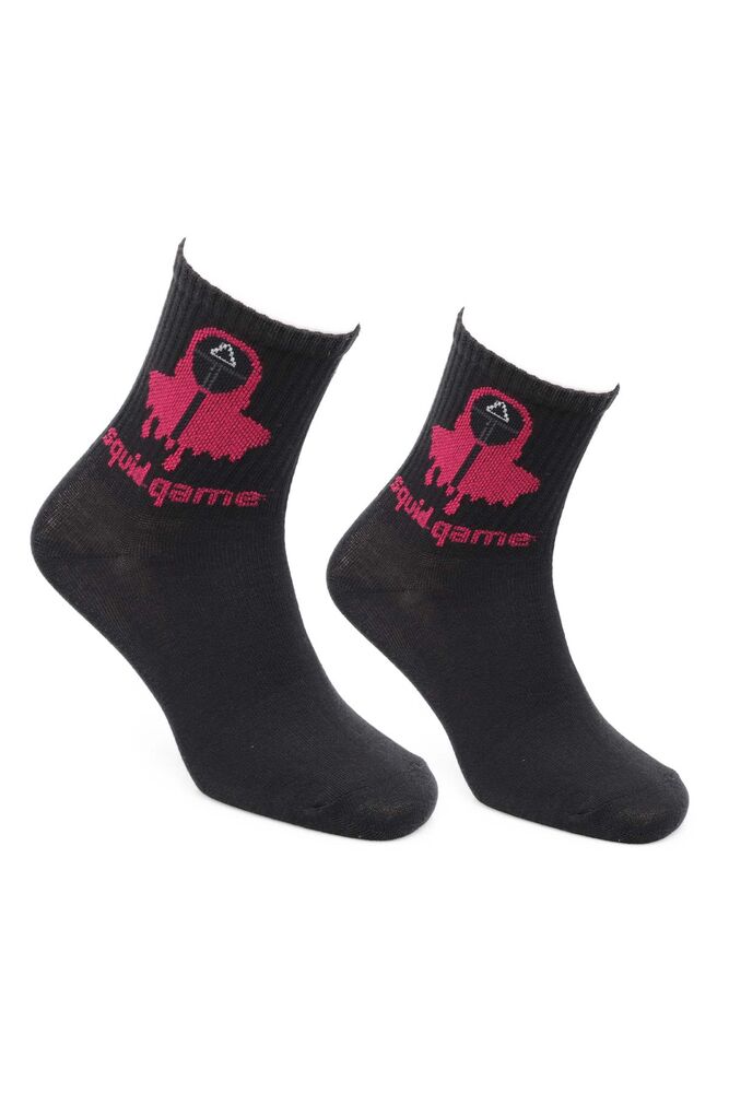 Squid Game Renkli Kadın Soket Çorap | Siyah