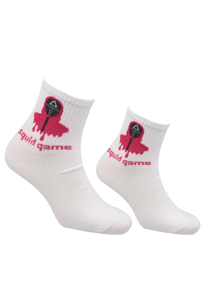 Squid Game Renkli Kadın Soket Çorap | Beyaz