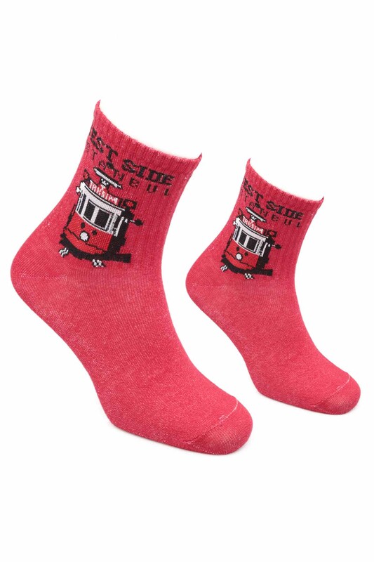 Esinti - Desenli Kadın Soket Çorap 1905 | Kırmızı