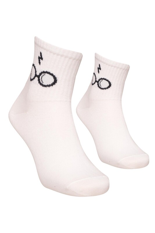 Esinti - Baskılı Kadın Soket Çorap 1905 | Beyaz