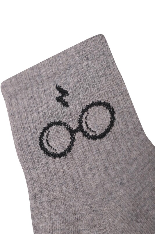 Baskılı Kadın Soket Çorap 1905 | Füme - Thumbnail