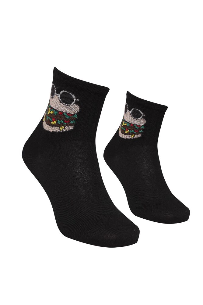 Baskılı Kadın Soket Çorap 1906 | Siyah