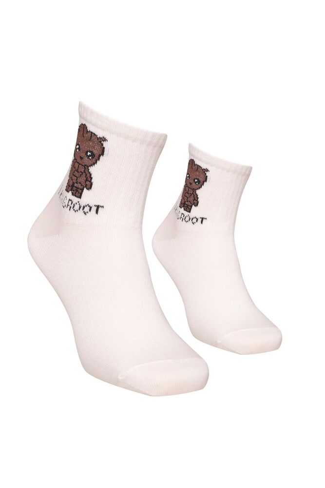 Baskılı Kadın Soket Çorap 1910 | Beyaz