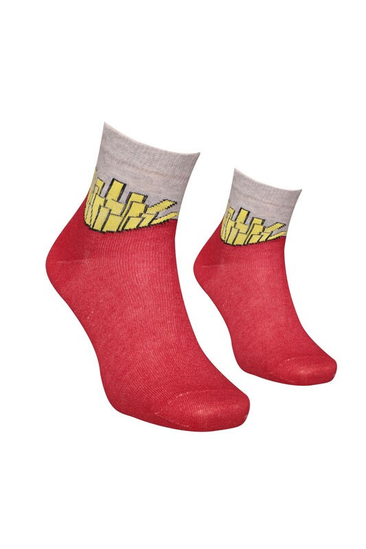 Esinti - Baskılı Kadın Soket Çorap 1912 | Gri Kırmızı