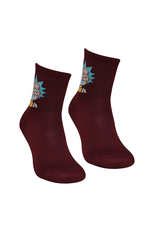 Esinti - Baskılı Kadın Soket Çorap 1914 | Bordo