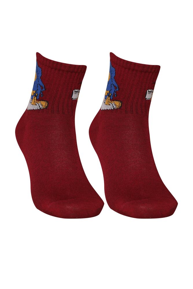 Baskılı Kadın Soket Çorap 1909 | Kırmızı
