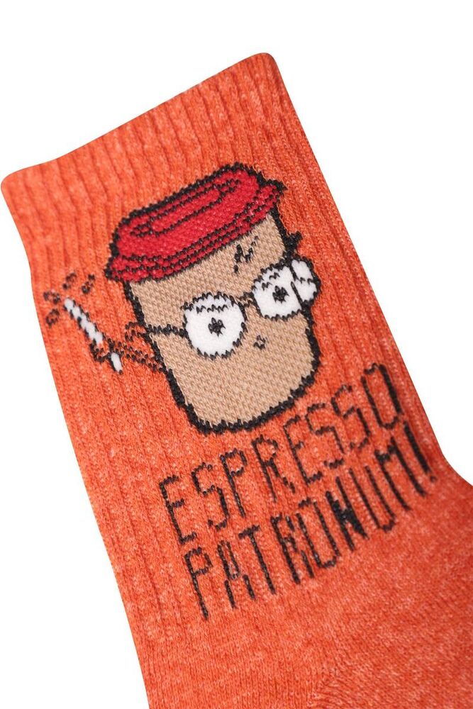 Espresso Patronum Yazılı Atletik Kadın Soket Çorap | Turuncu