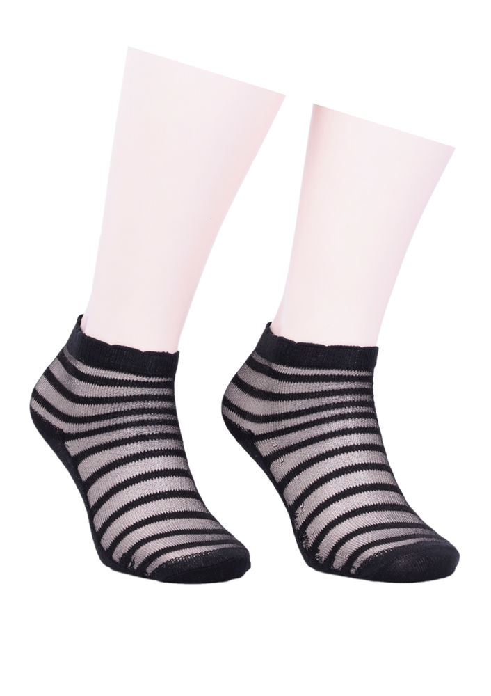 Çizgili Soket Çorap 330 | Siyah