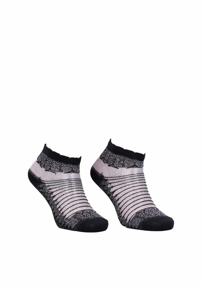 Desenli Simli Soket Çorap 329 | Gri