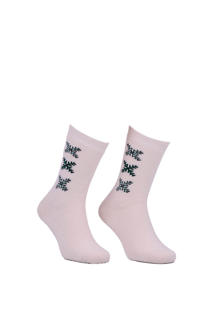 Desenli Havlu Çorap 2050 | Krem