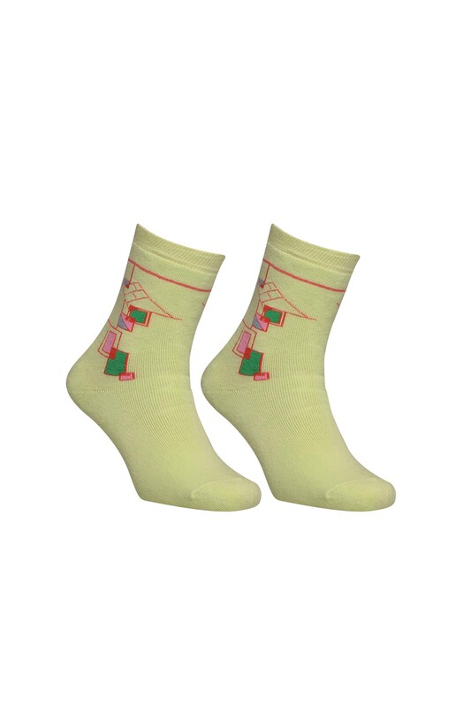 Modemo - Geometrik Desenli Havlu Çorap 2050 | Sarı