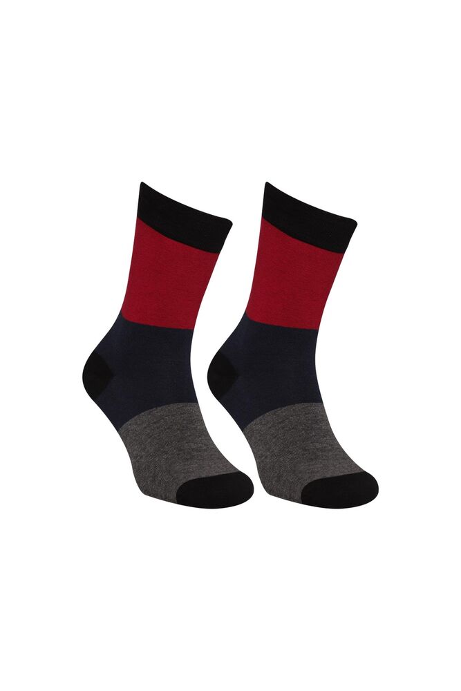 Çizgili Soket Çorap 6500 | Bordo