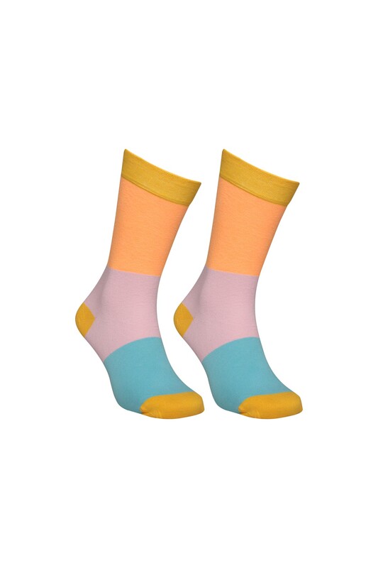 MOZAİK - Çizgili Soket Çorap 6500 | Turuncu
