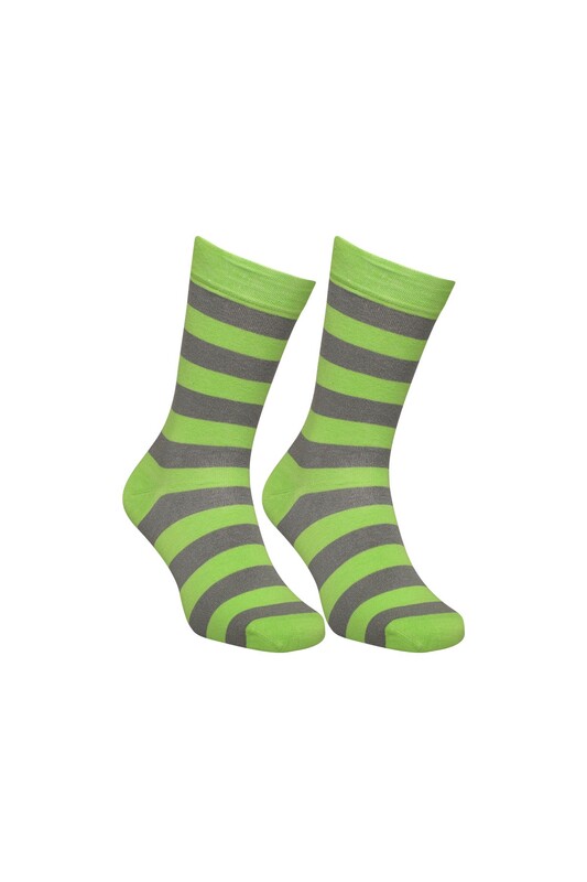 MOZAİK - Çizgili Soket Çorap 6500-1 | Yeşil