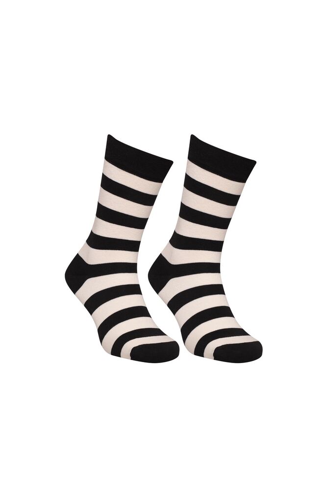 Çizgili Soket Çorap 6500-1 | Krem