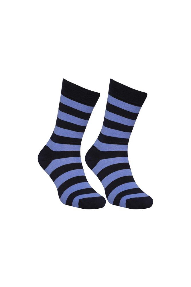 Çizgili Soket Çorap 6500-1 | İndigo