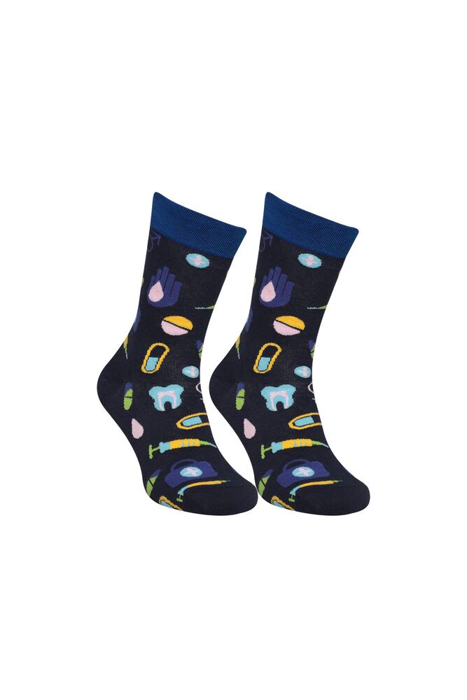 Desenli Soket Çorap 6500-2 | Lacivert