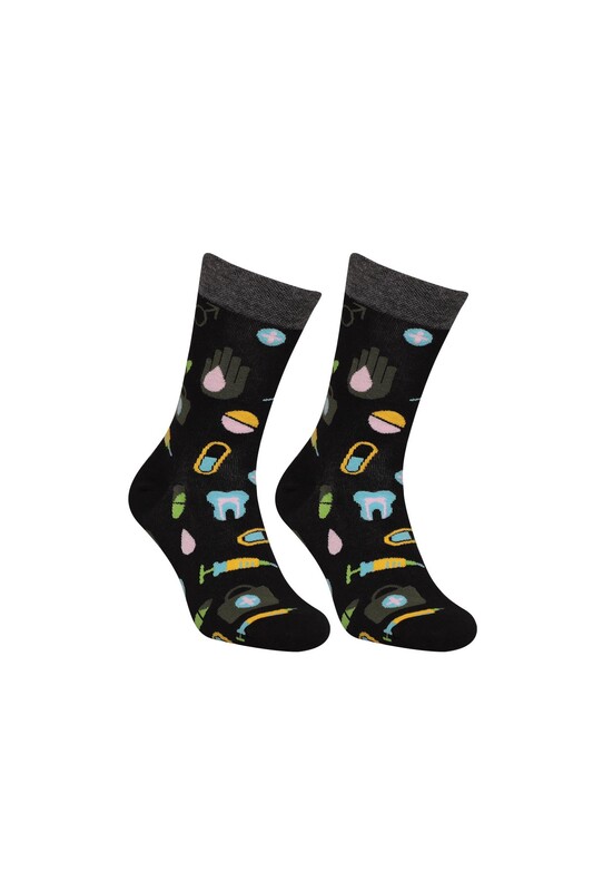 MOZAİK - Desenli Soket Çorap 6500-2 | Siyah