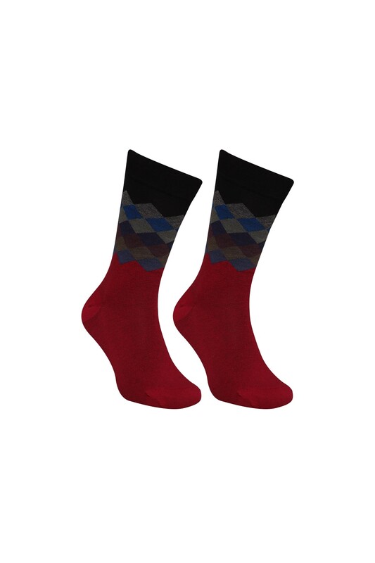 MOZAİK - Desenli Soket Çorap 6500-3 | Bordo
