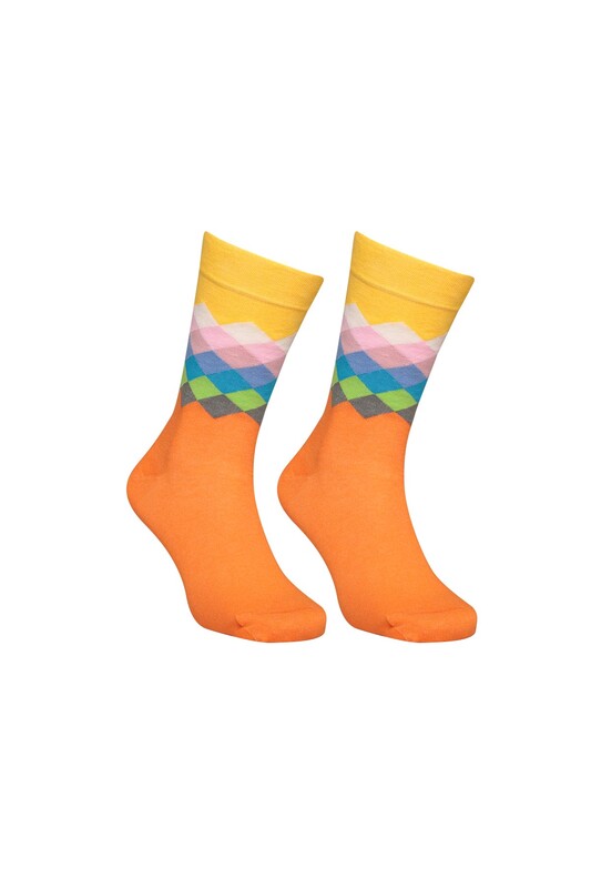 MOZAİK - Desenli Soket Çorap 6500-3 | Turuncu