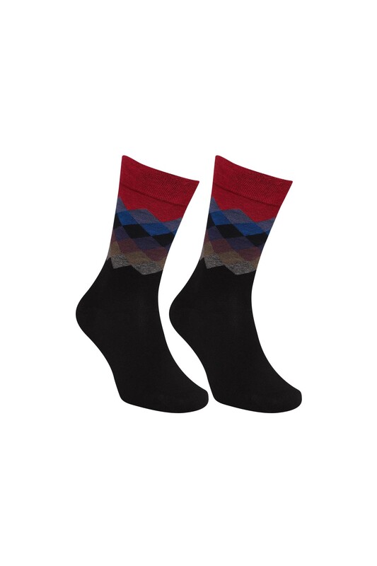 MOZAİK - Desenli Soket Çorap 6500-3 | Siyah