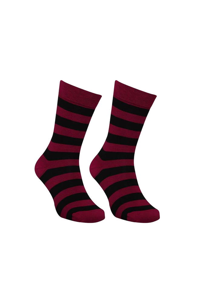 Çizgili Soket Çorap 6500-1 | Bordo
