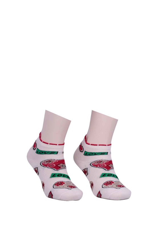 Pery Desenli Soket Çorap 059 | Krem - Thumbnail