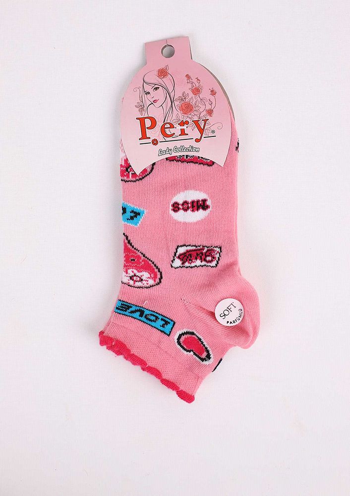 Pery Desenli Soket Çorap 059 | Pembe
