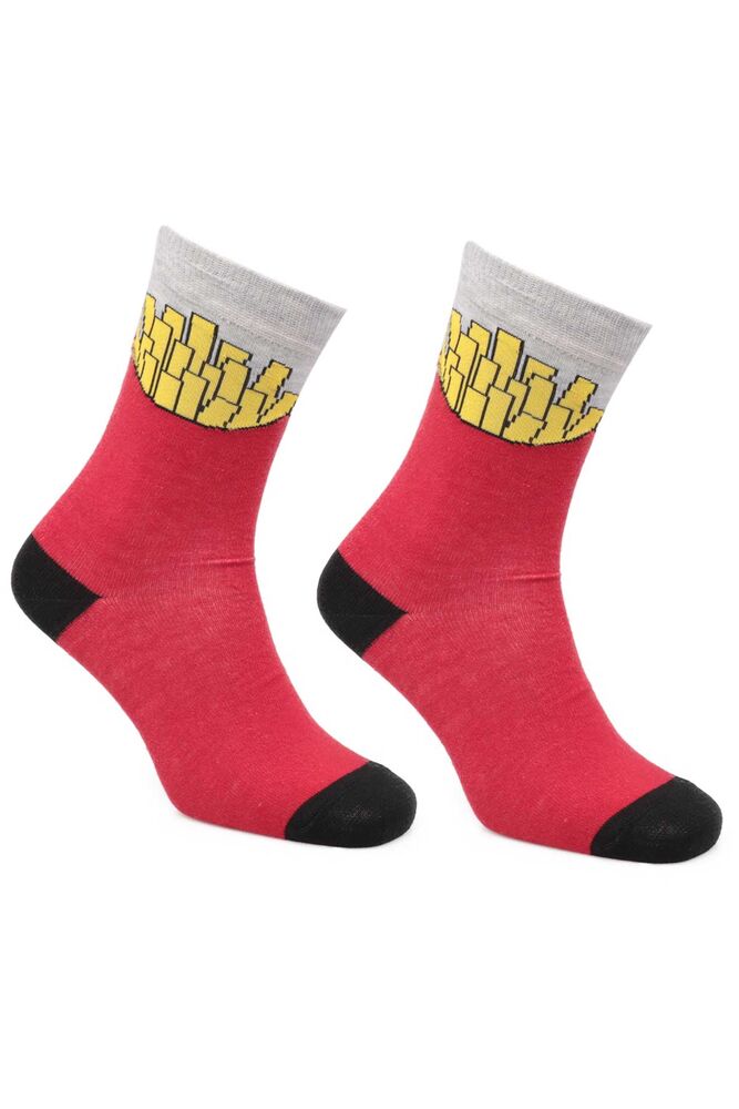 Cips Desenli Kadın Soket Çorap | Kırmızı