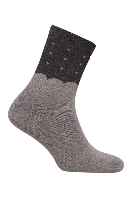 Pola Çisel Kadın Havlu Çorap 1931 | Gri - Thumbnail