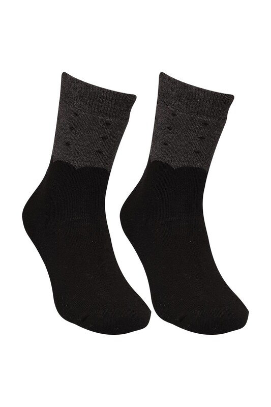 Pola Çisel Kadın Havlu Çorap 1931 | Siyah - Thumbnail