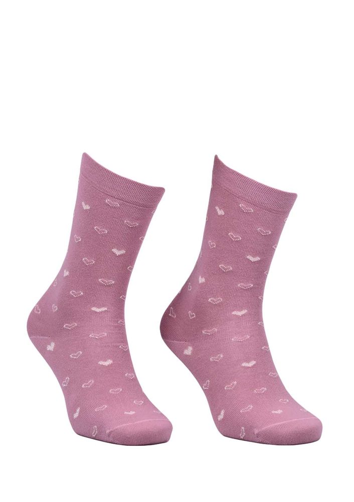 Pro Defne Kalp Desenli Penye Çorap 25602 | Pudra