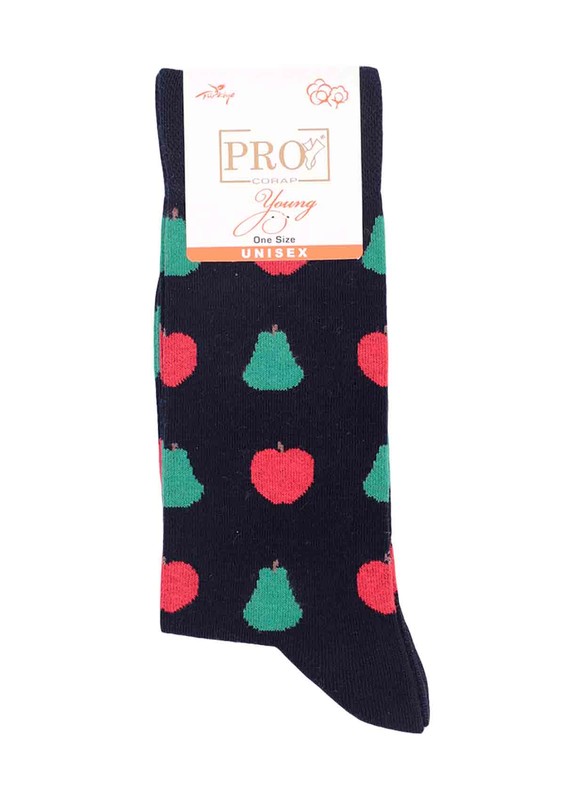 Pro Thales Meyve Desenli Unisex Penye Çorap 11005 | Siyah - Thumbnail