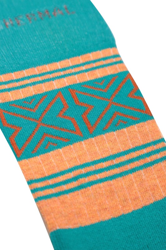 Roff Desenli Kadın Havlu Çorap 25202 | Petrol - Thumbnail
