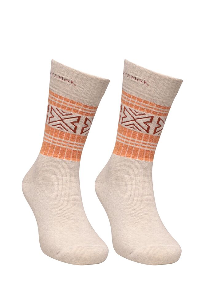 Roff Desenli Kadın Havlu Çorap 25202 | Bej