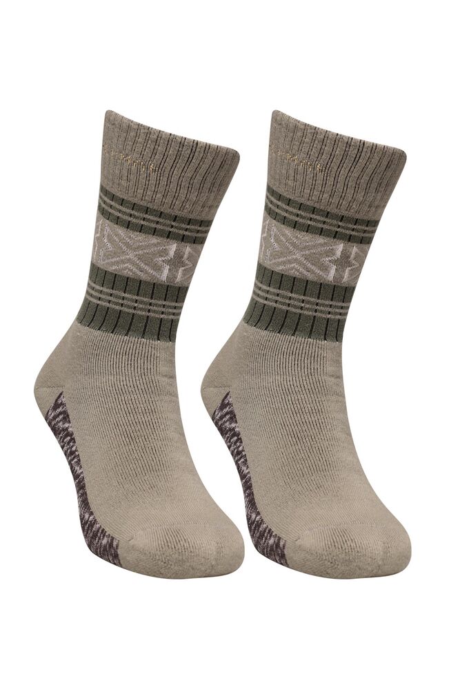 Roff Desenli Kadın Havlu Çorap 25202 | Haki