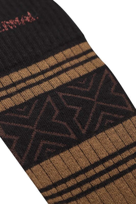 Roff Desenli Kadın Havlu Çorap 25202 | Siyah - Thumbnail