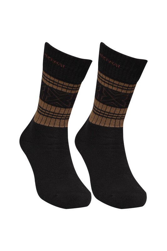 Roff Desenli Kadın Havlu Çorap 25202 | Siyah - Thumbnail